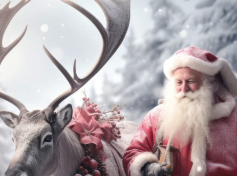 merry christmas and happy new year from MPulse to all the readers. Santa with deer.