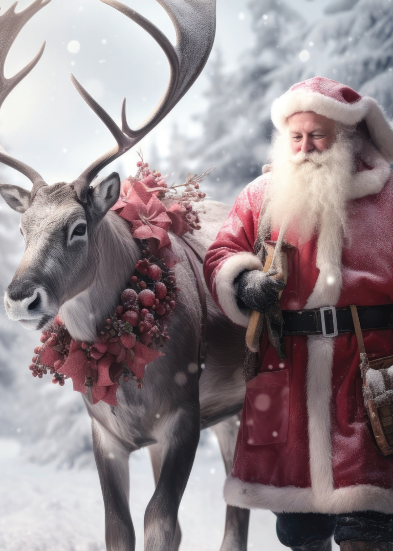 merry christmas and happy new year from MPulse to all the readers. Santa with deer.