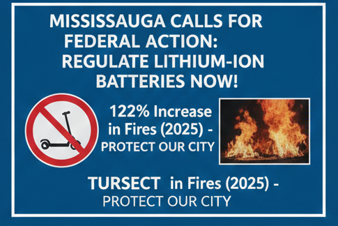 AI Generated Image of call for regulations by Mayor Parrish on Lithium ion battery of e-scooters