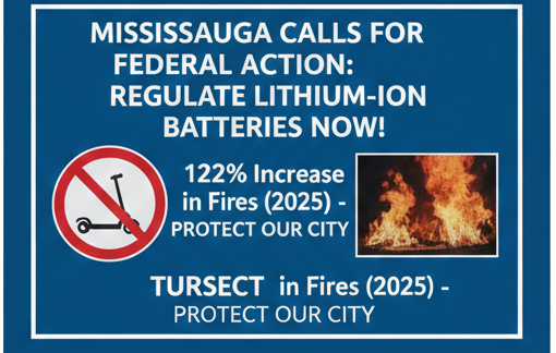 AI Generated Image of call for regulations by Mayor Parrish on Lithium ion battery of e-scooters