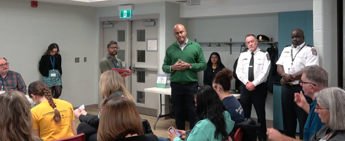 City Councillor Parthi Kandavel at a meeting