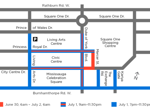 map of Mississauga Downtown closure