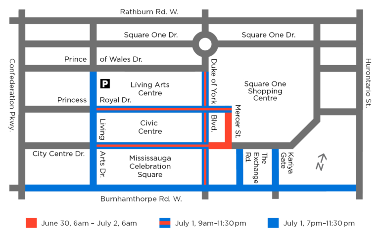 map of Mississauga Downtown closure