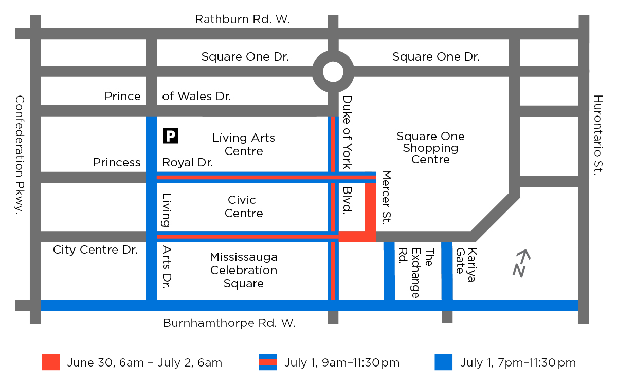 map of Mississauga Downtown closure