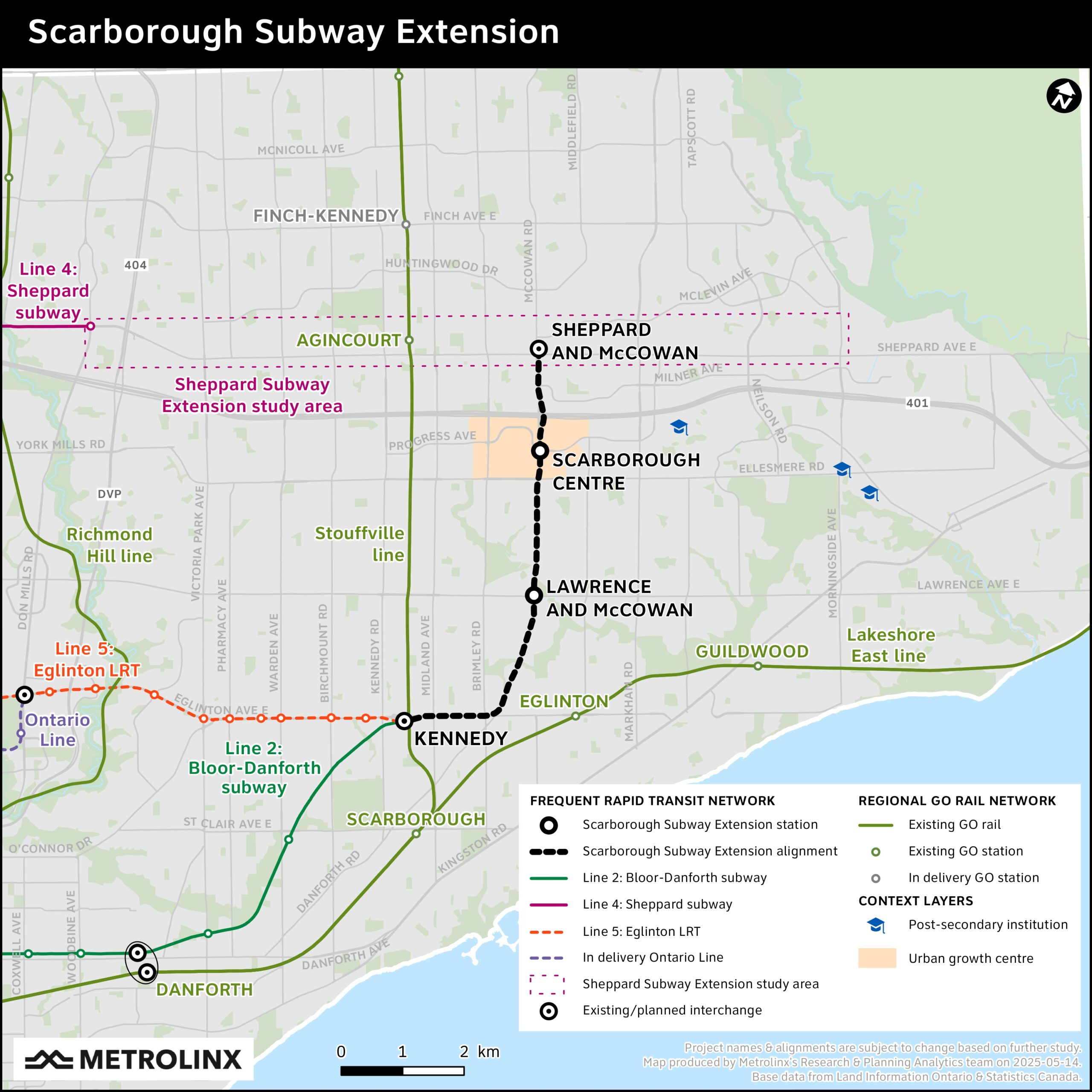 image of Scarborough Subway Extension Map