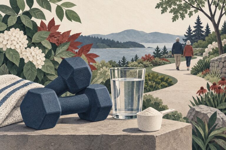 Editorial illustration: healthy aging